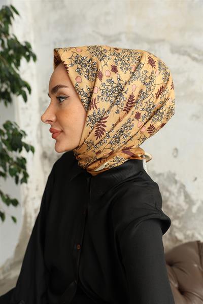 Riva Desen Bambu Kraş Eşarp Sütlü Kahve