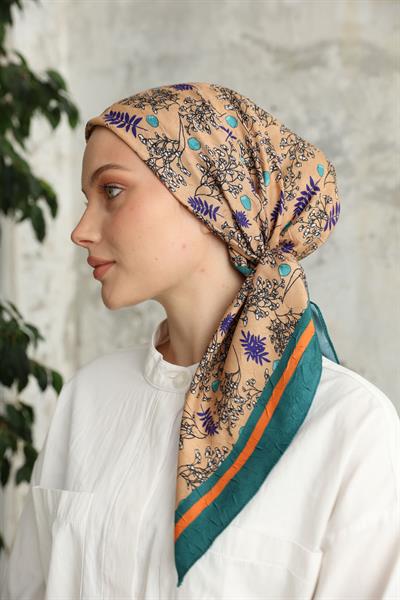 Riva Desen Bambu Kraş Eşarp Turkuaz