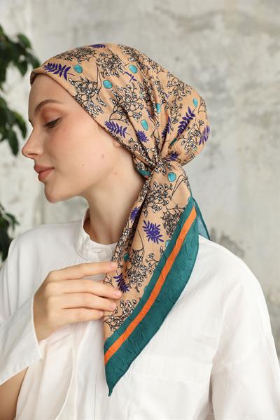 Riva Desen Bambu Kraş Eşarp Turkuaz