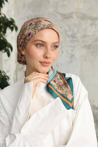 Riva Desen Bambu Kraş Eşarp Turkuaz