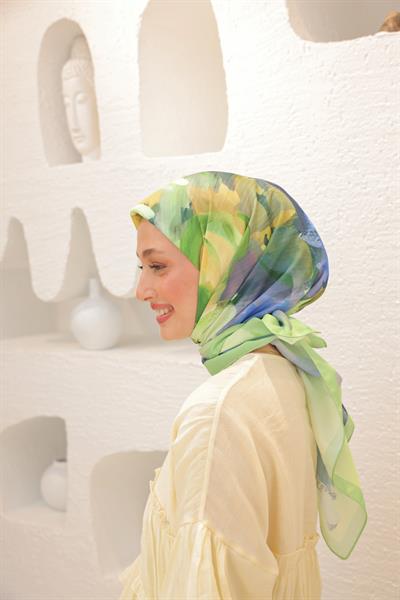 Rose Desen Modal Eşarp Canlı Yeşil