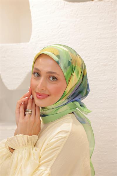 Rose Desen Modal Eşarp Canlı Yeşil