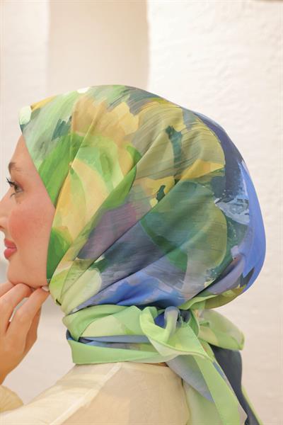 Rose Desen Modal Eşarp Canlı Yeşil