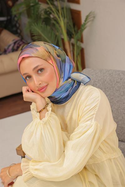 Rose Desen Modal Eşarp Deniz Mavisi