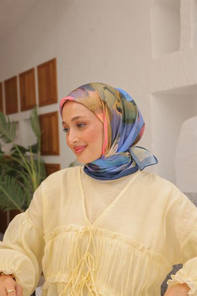 Rose Desen Modal Eşarp Deniz Mavisi