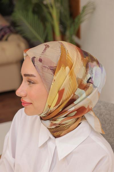 Rose Desen Modal Eşarp Karamel