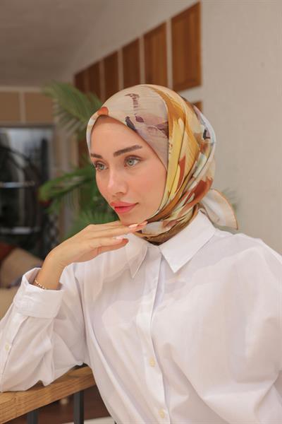 Rose Desen Modal Eşarp Karamel