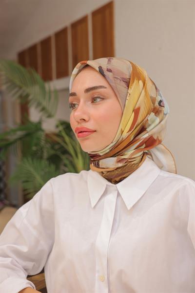Rose Desen Modal Eşarp Karamel