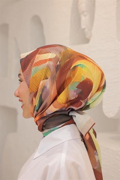 Rose Desen Modal Eşarp Kiremit