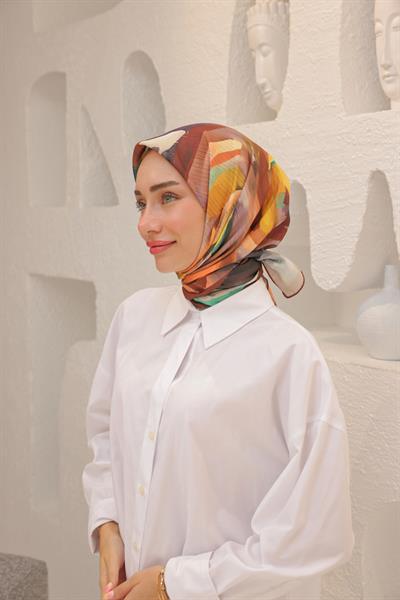 Rose Desen Modal Eşarp Kiremit