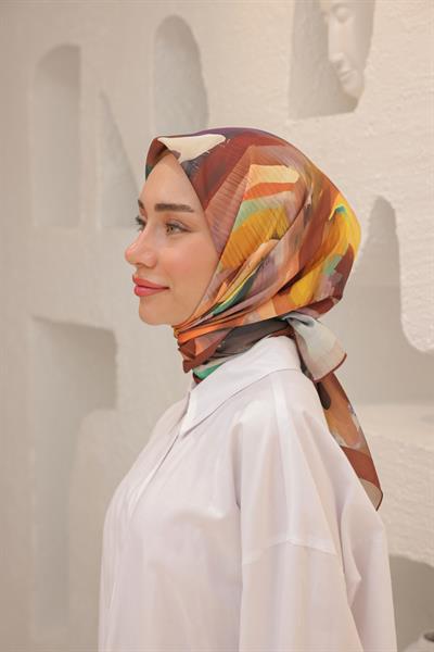 Rose Desen Modal Eşarp Kiremit