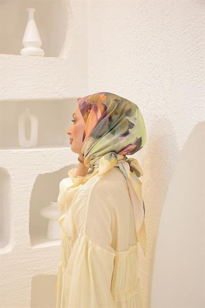 Rose Desen Modal Eşarp Sarı