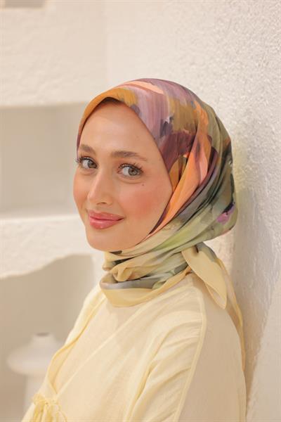 Rose Desen Modal Eşarp Sarı