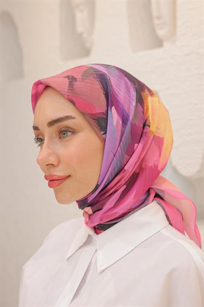 Rose Desen Modal Eşarp Şeker Pembe
