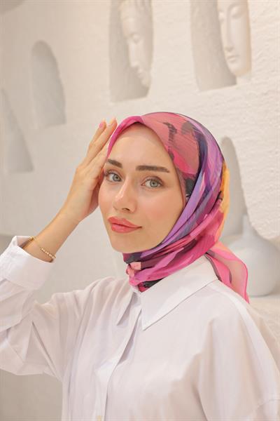 Rose Desen Modal Eşarp Şeker Pembe