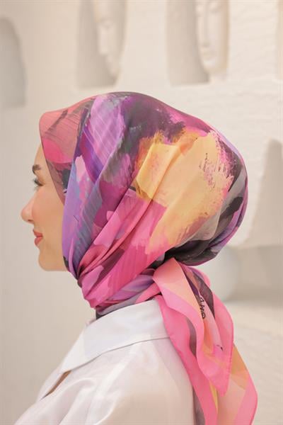 Rose Desen Modal Eşarp Şeker Pembe