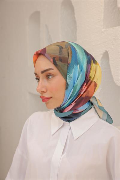 Rose Desen Modal Eşarp Turkuaz