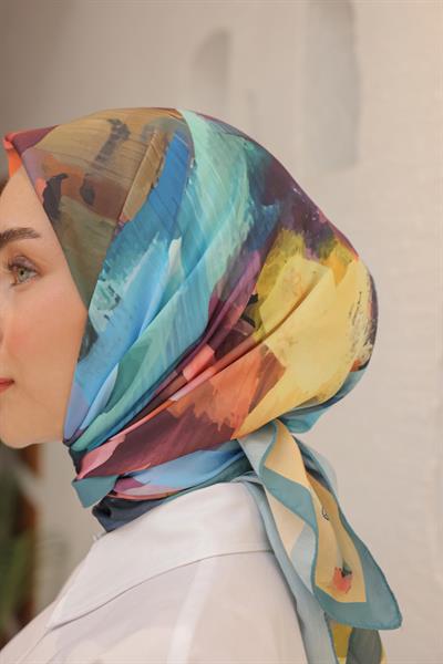 Rose Desen Modal Eşarp Turkuaz