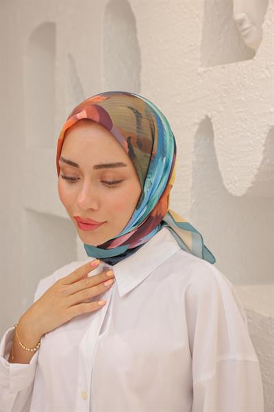 Rose Desen Modal Eşarp Turkuaz