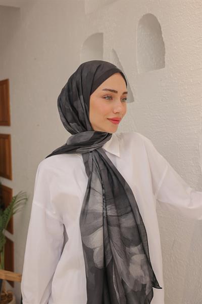 Rosella Desenli Pamuk Şal Kurşun