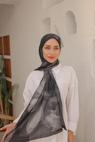 Rosella Desenli Pamuk Şal Kurşun