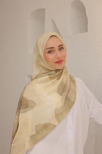 Rosella Desenli Pamuk Şal Latte