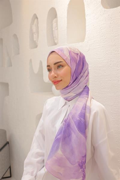 Rosella Desenli Pamuk Şal Lavanta