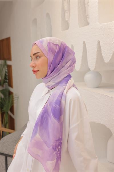 Rosella Desenli Pamuk Şal Lavanta