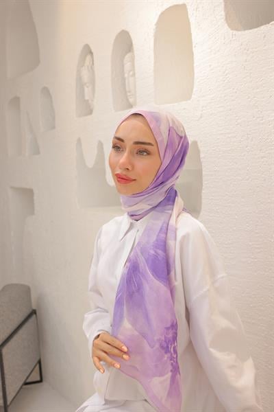 Rosella Desenli Pamuk Şal Lavanta