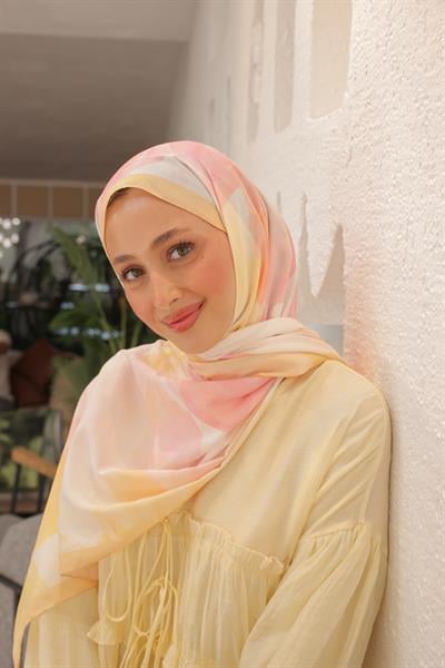 Rosella Desenli Pamuk Şal Şeftali