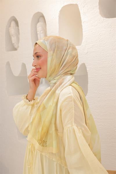 Rosella Desenli Pamuk Şal Tatlı Sarı