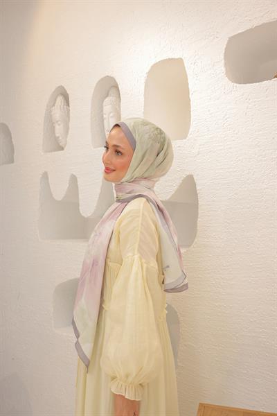 Rosella Desenli Pamuk Şal Uçuk Gri