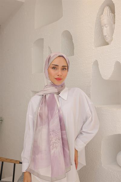 Rosella Desenli Pamuk Şal Vizon Lila