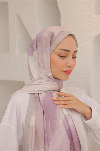Rosella Desenli Pamuk Şal Vizon Lila