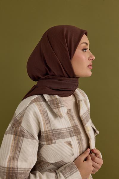 Soft Krinkıl Eşarp Çikolata Kahve