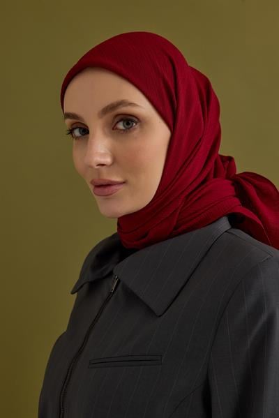 Soft Krinkıl Eşarp Kızıl Bordo
