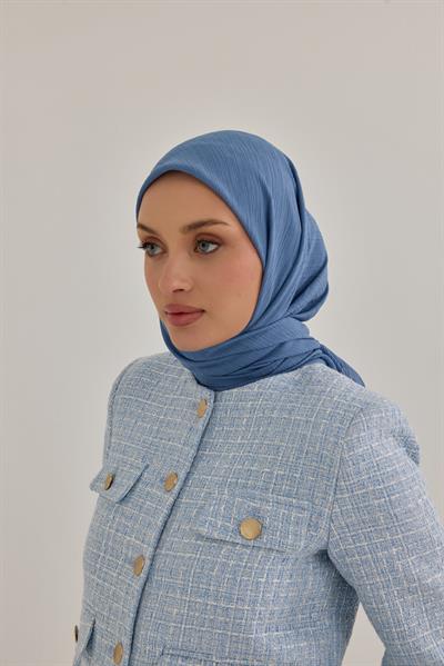 Soft Krinkıl Eşarp Kot Mavi