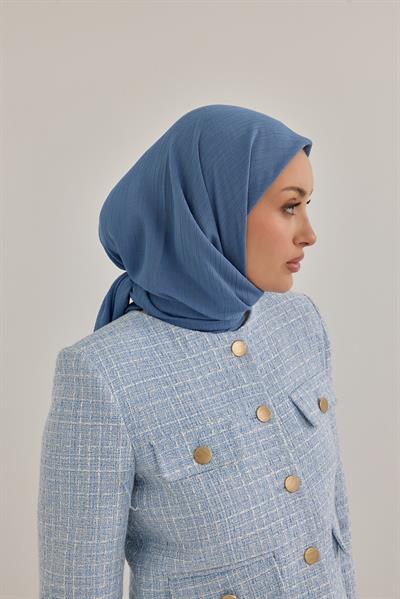 Soft Krinkıl Eşarp Kot Mavi