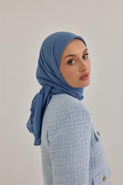 Soft Krinkıl Eşarp Kot Mavi