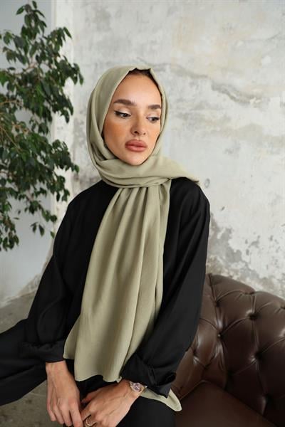 Soft Krinkıl Şal Limon Yeşil