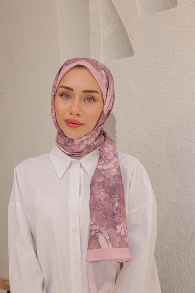 Tulip Desenli Pamuk Şal Pudra
