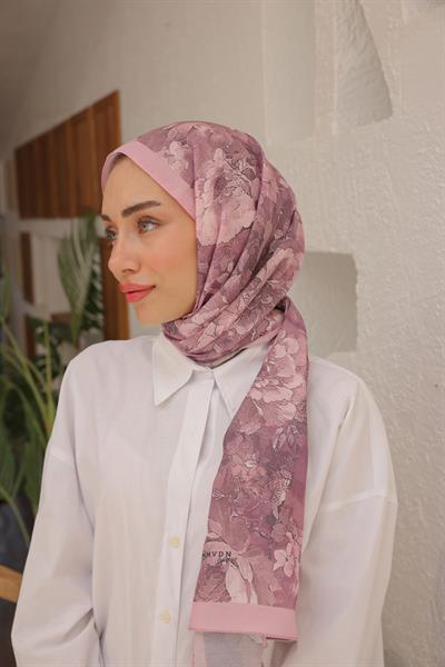 Tulip Desenli Pamuk Şal Pudra