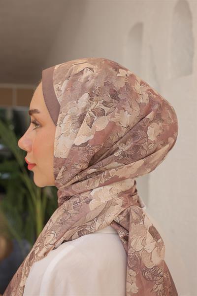 Tulip Desenli Pamuk Şal Vizon