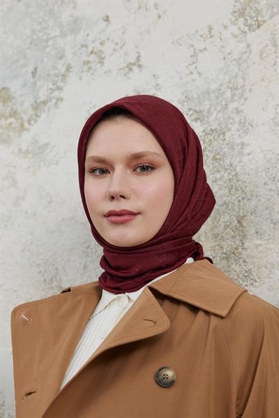 Valeria Desen İpeksi Jakar Eşarp Bordo