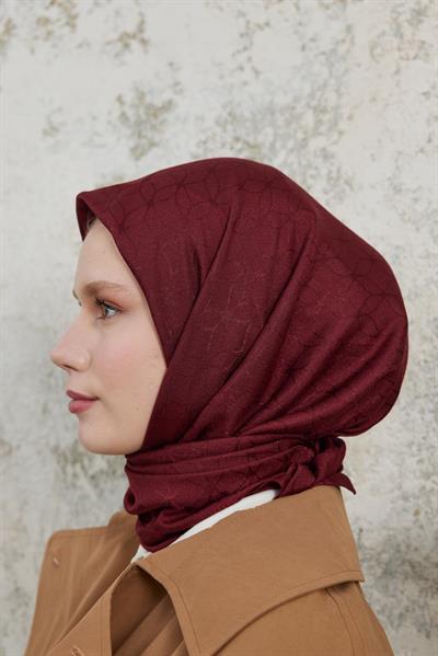 Valeria Desen İpeksi Jakar Eşarp Bordo