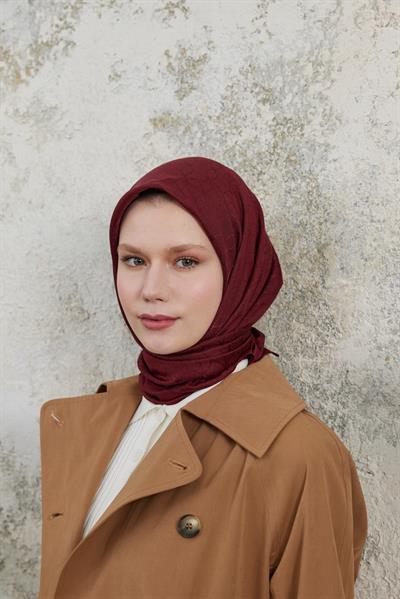 Valeria Desen İpeksi Jakar Eşarp Bordo
