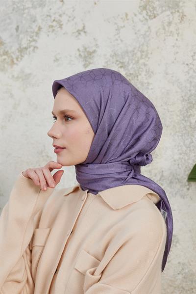 Valeria Desen İpeksi Jakar Eşarp Eflatun