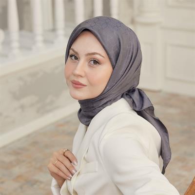 Valeria Desen İpeksi Jakar Eşarp Füme