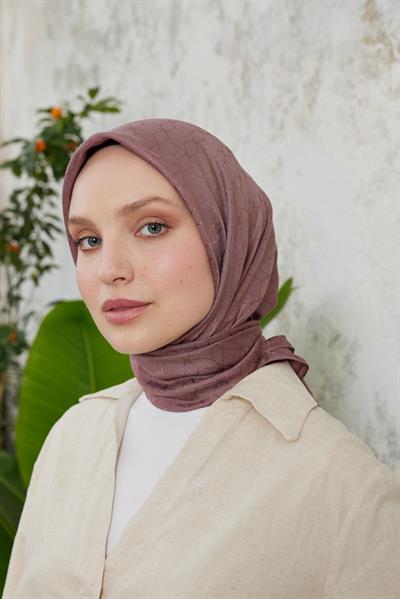 Valeria Desen İpeksi Jakar Eşarp Gül Kurusu