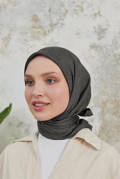 Valeria Desen İpeksi Jakar Eşarp Haki